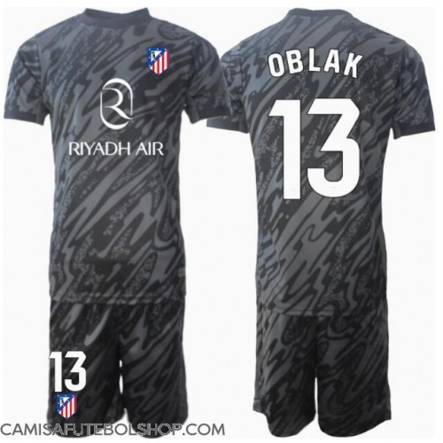Camisa de time de futebol Atletico Madrid Jan Oblak #13 Goleiro Replicas 1º Equipamento Infantil 2024-25 Manga Curta (+ Calças curtas)